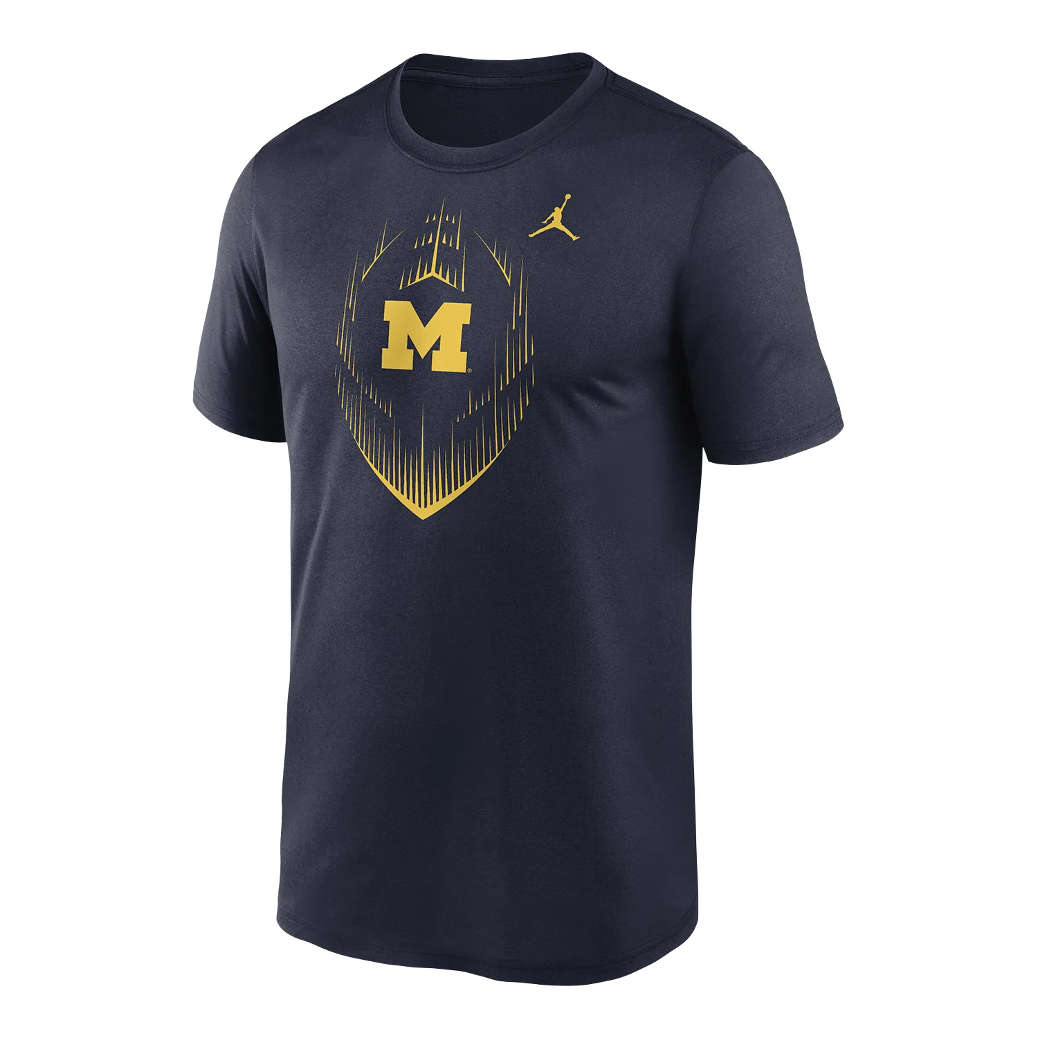 Michigan Wolverines Jordan Football Logo Navy T-Shirt