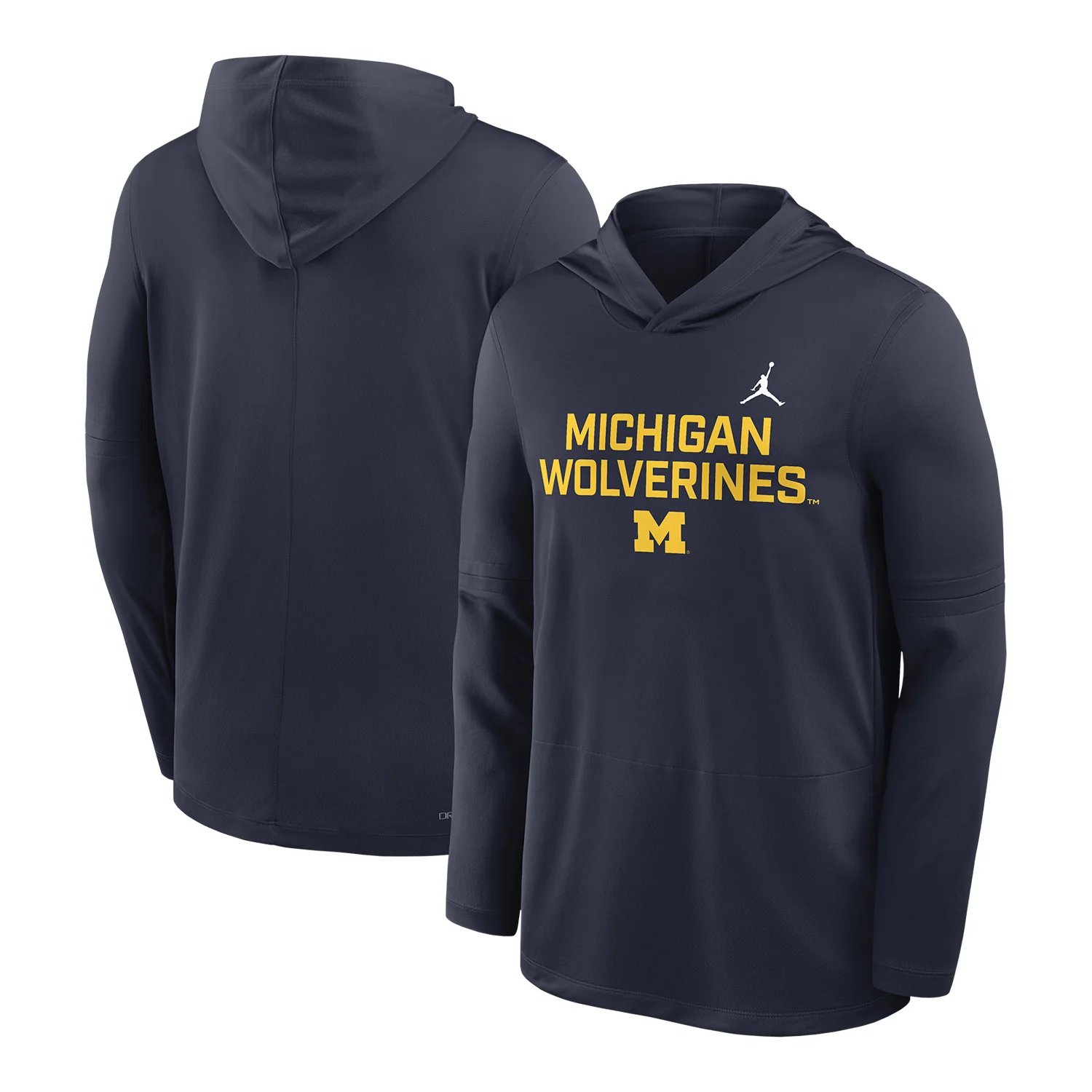 Michigan Wolverines Long Sleeve Navy Hooded Tee - Image 3
