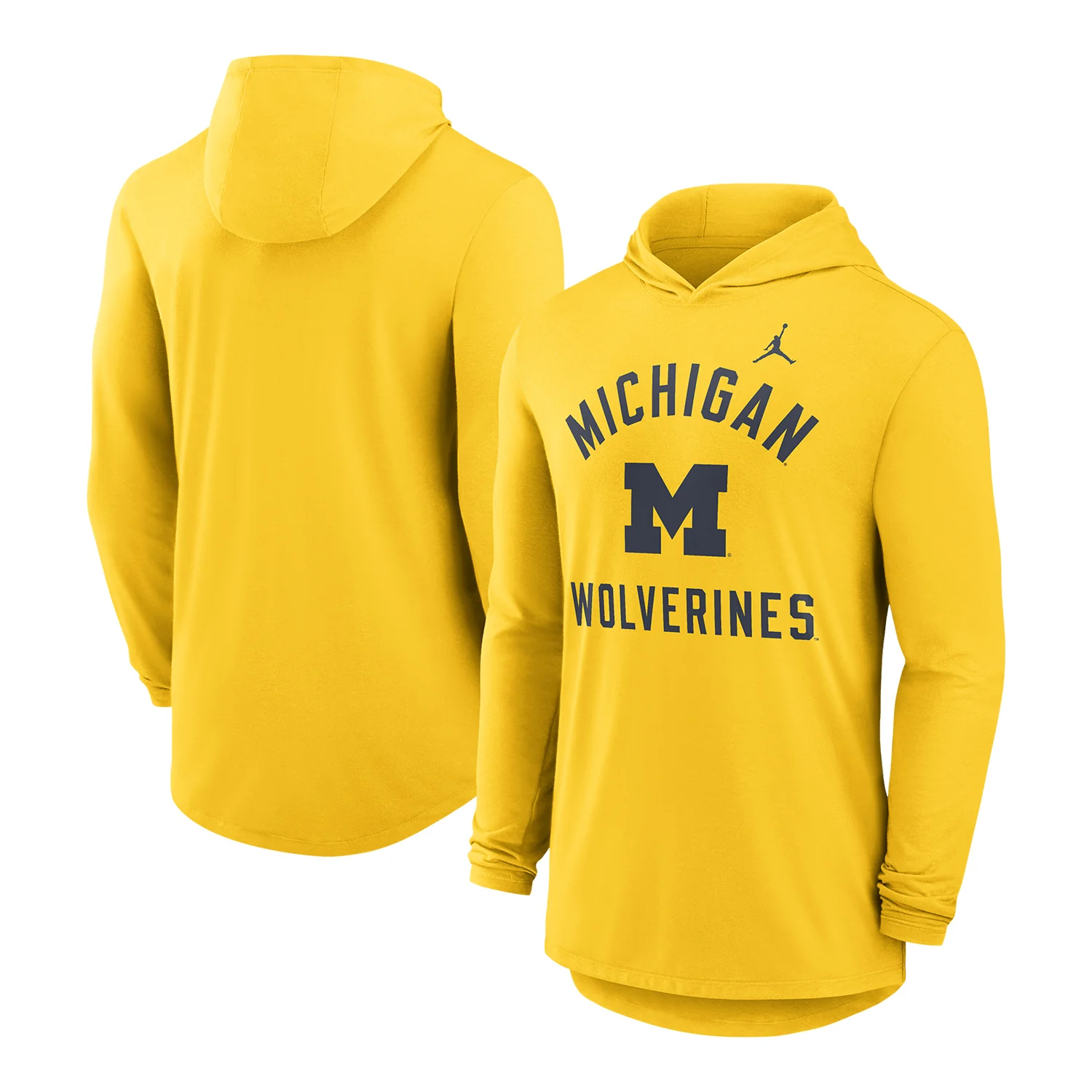 Michigan Wolverines Nike Jordan Long Sleeve Hooded Maize Tee - Image 3