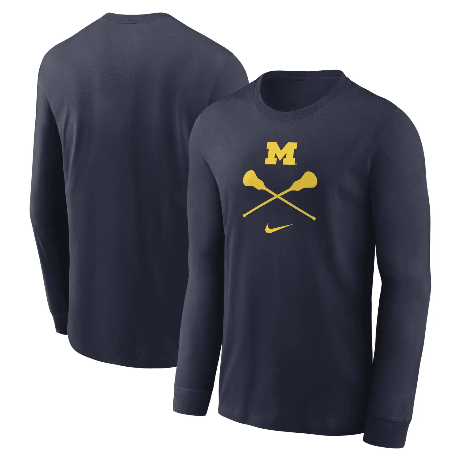 Michigan Wolverines Lacrosse Nike Navy Long Sleeve T-Shirt - Image 3