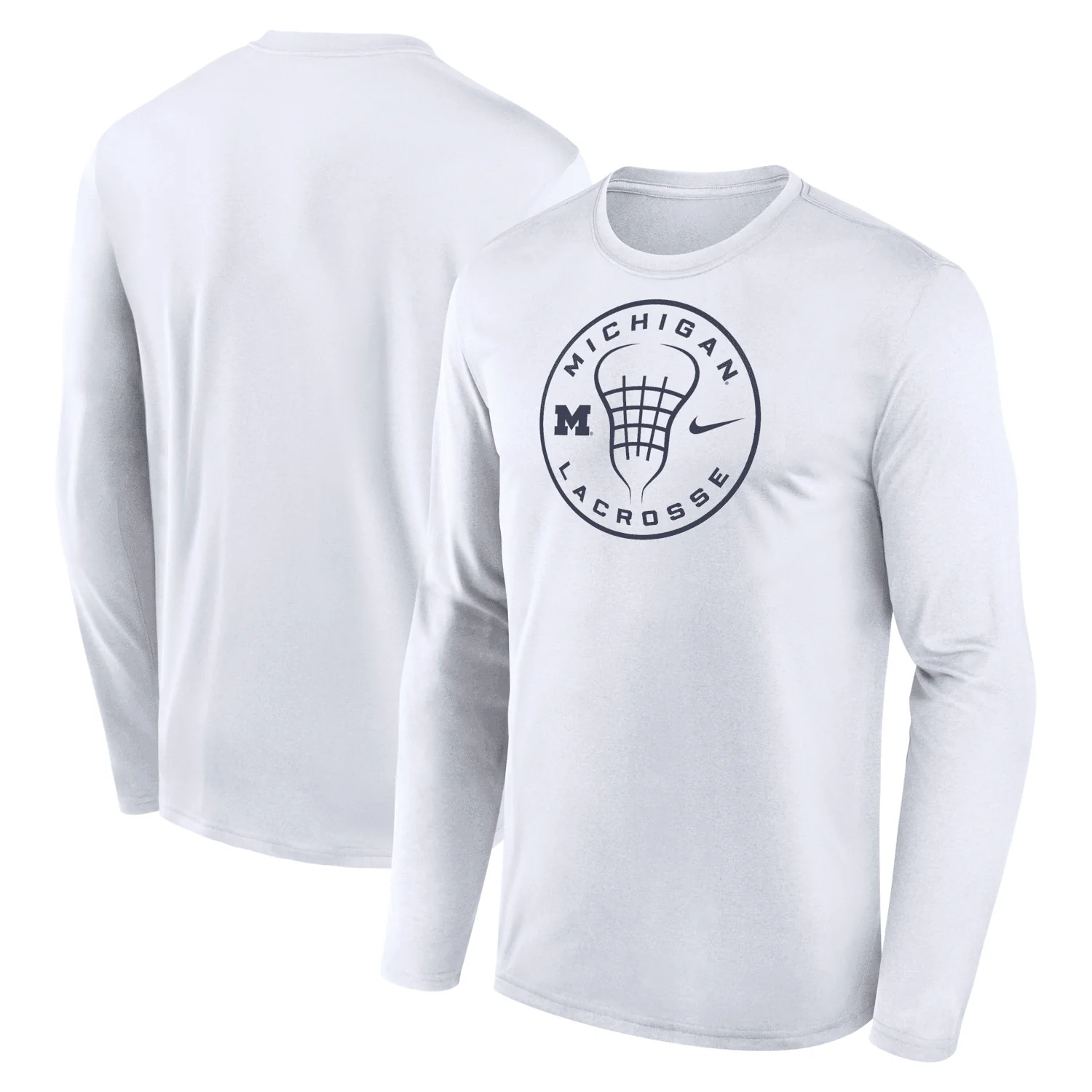 Michigan Wolverines Lacrosse Nike White Long Sleeve T-Shirt - Image 2