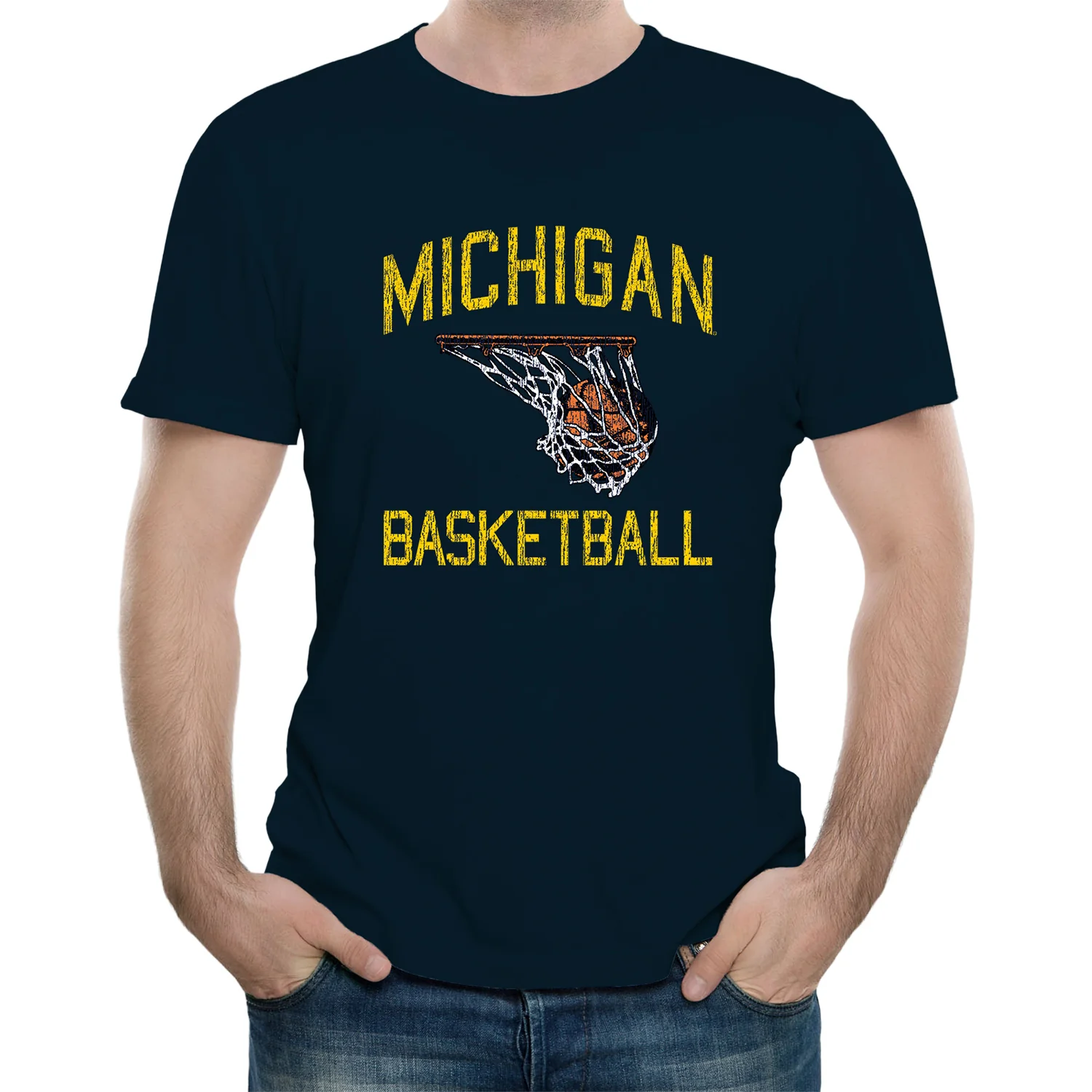 Michigan Wolverines Basketball Faded Retro T-Shirt