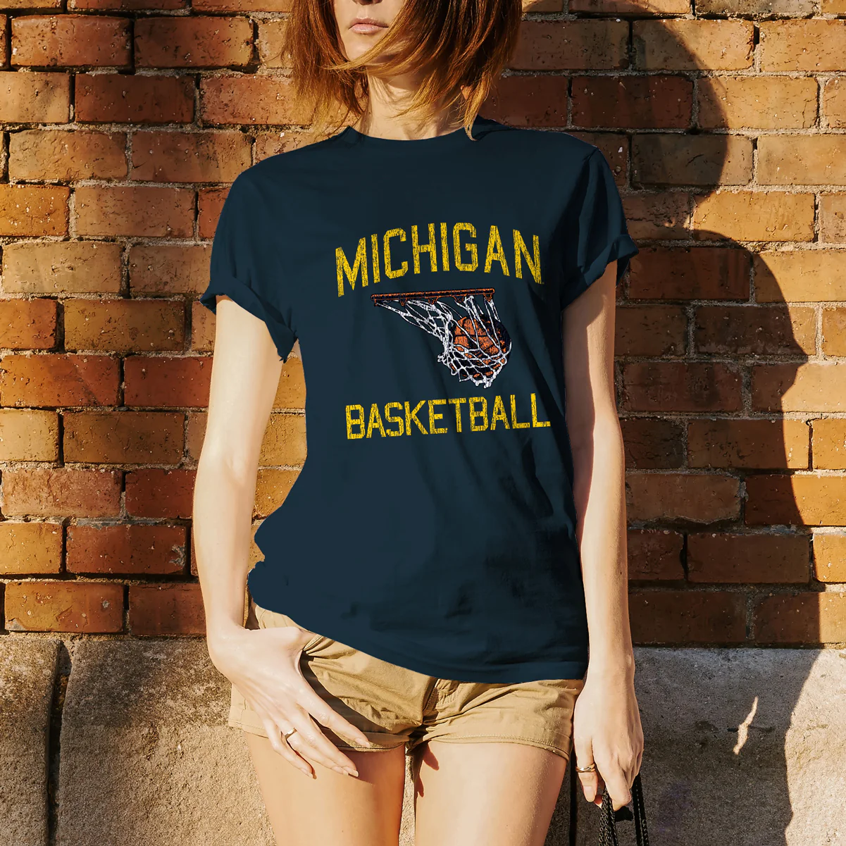 Michigan Wolverines Basketball Faded Retro T-Shirt - Image 2