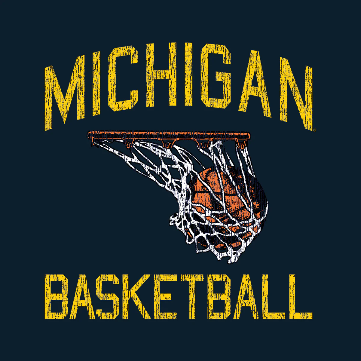 Michigan Wolverines Basketball Faded Retro T-Shirt - Image 4