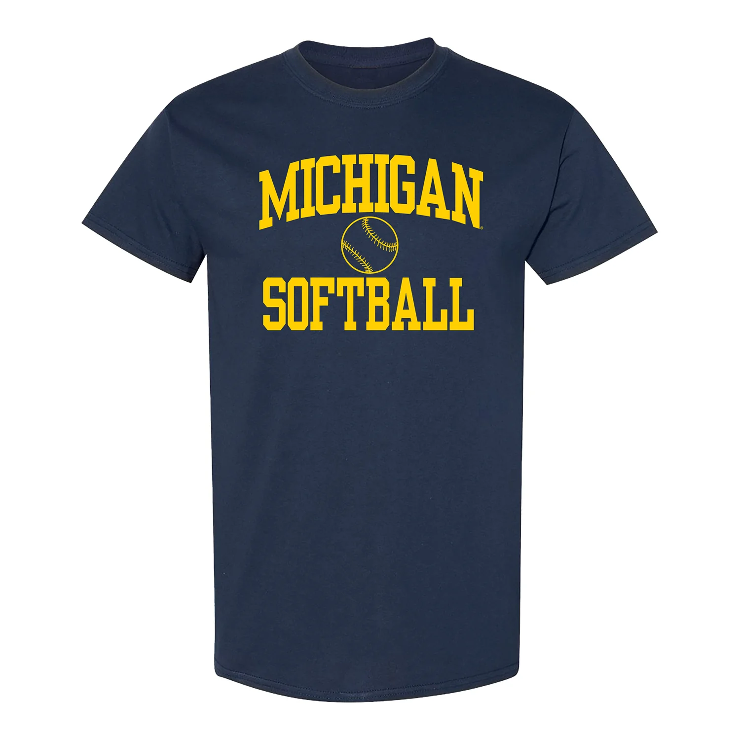 Michigan Wolverines Softball Navy Arched Wordmark T-Shirt - Image 3
