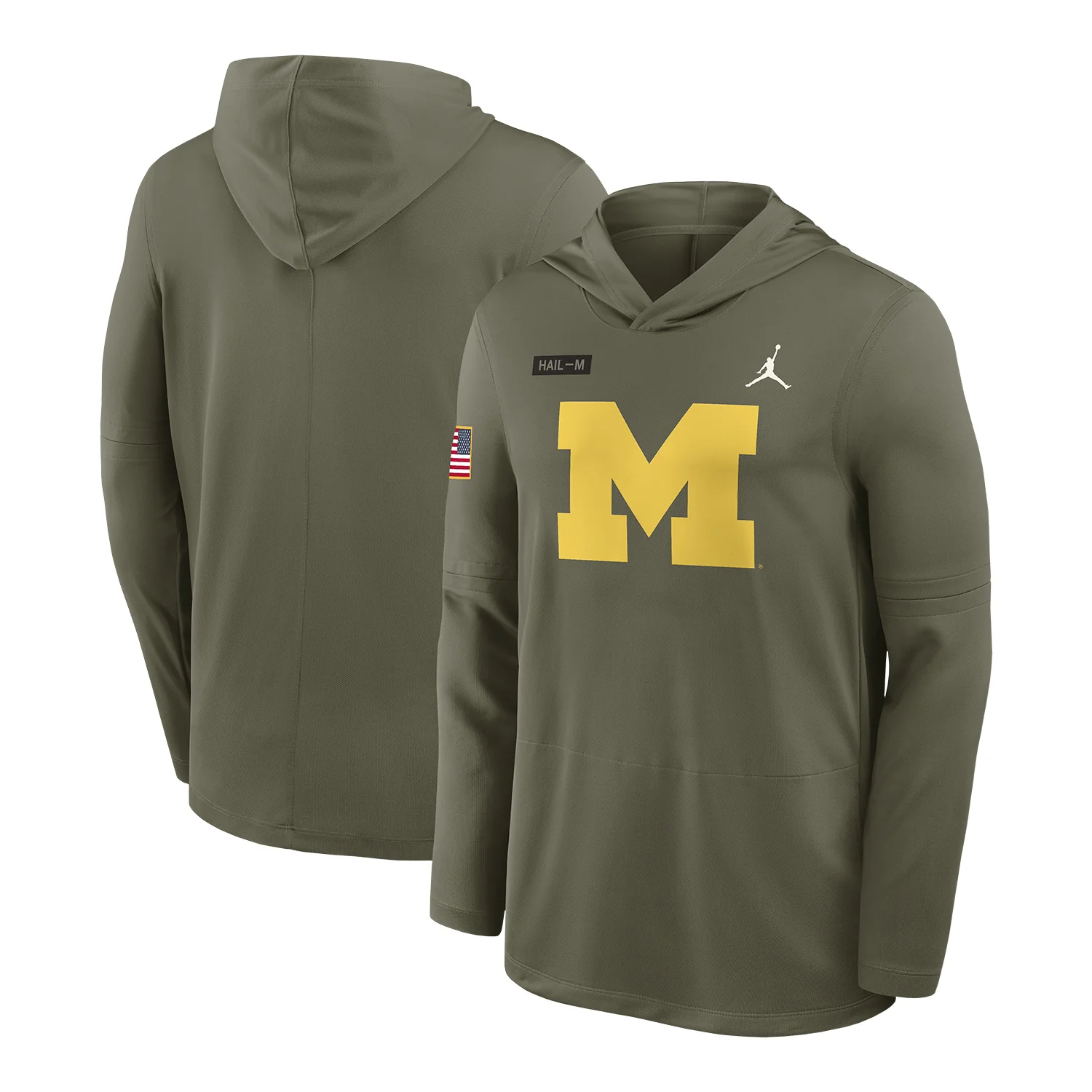 Michigan Wolverines Military Appreciation Forest Green Hoodie T-Shirt - Image 3