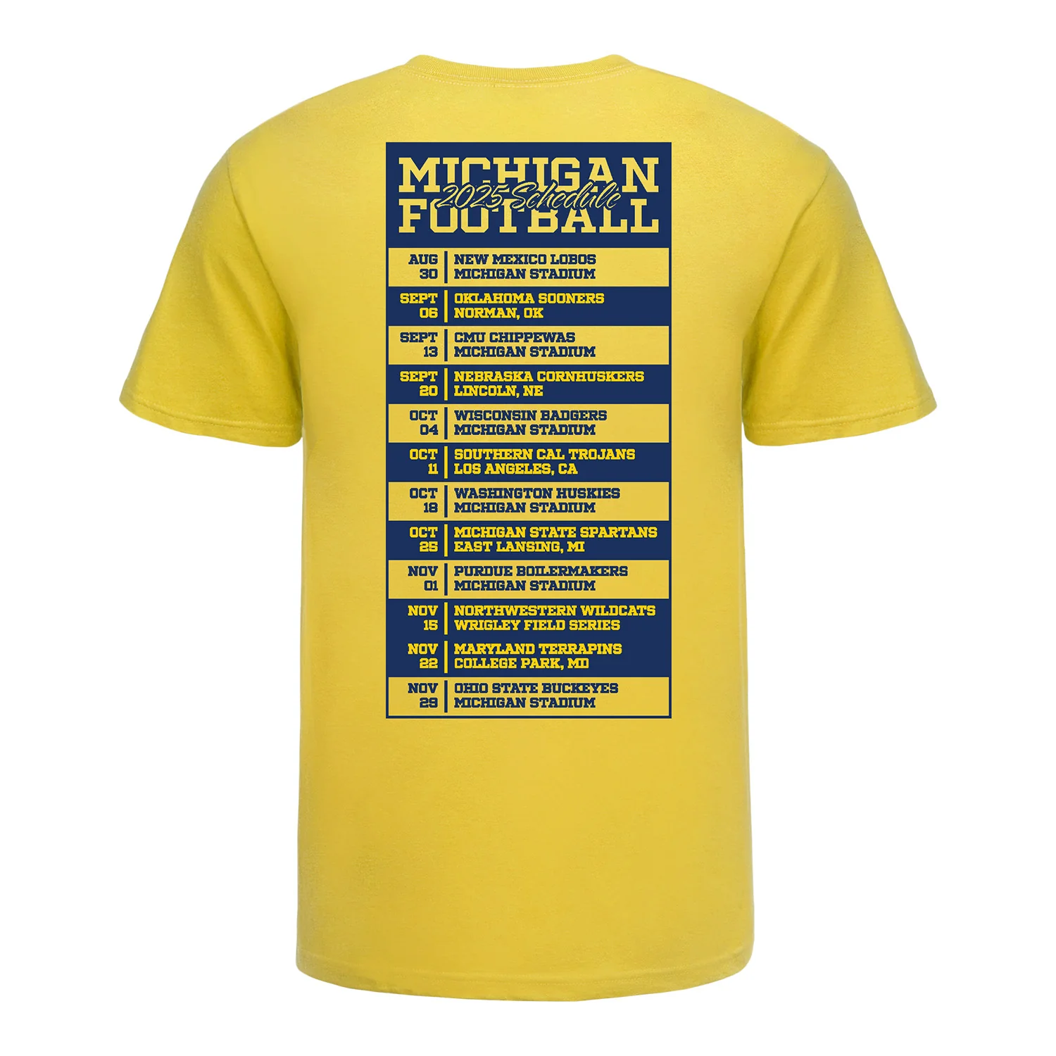 Michigan Wolverines 2025 Football Schedule Tee - Image 2