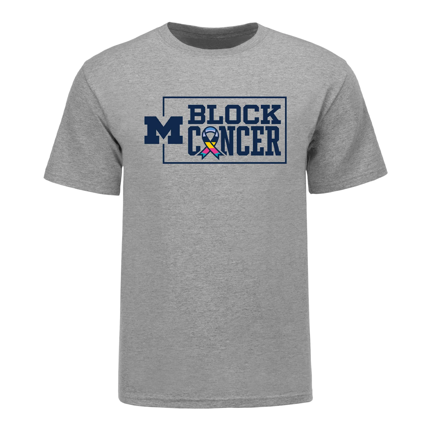 Michigan Wolverines Block Cancer Ribbon T-Shirt