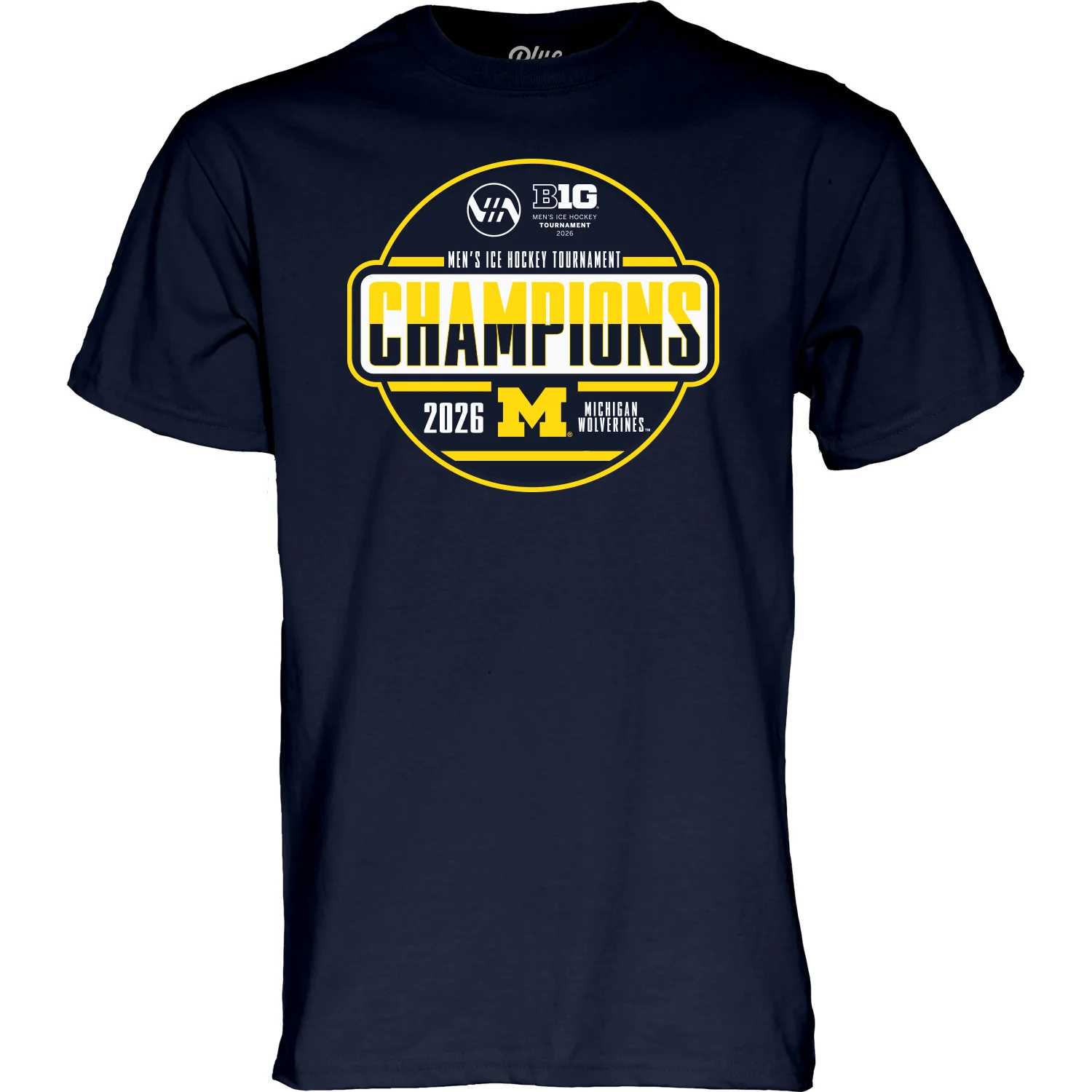 Michigan Wolverines Men's Hockey Big 10 Champion Navy T-Shirt