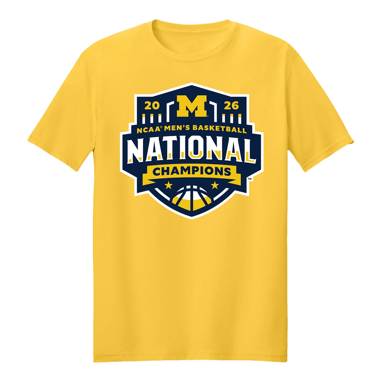Michigan Wolverines Men's Basketball National Champions Maize Logo T-Shirt