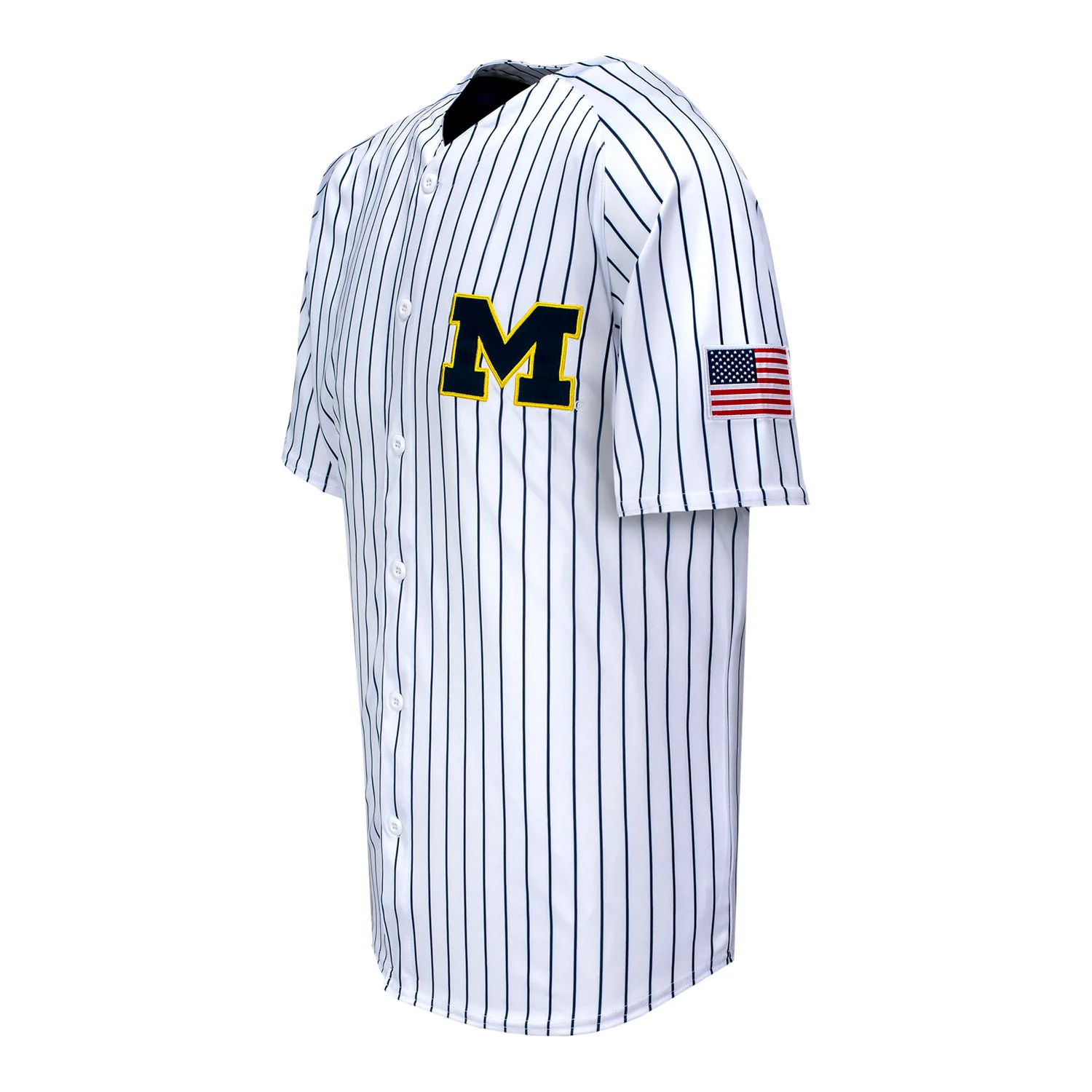 Michigan Wolverines Valiant White with Blue Pinstripe Baseball Jersey - Image 2