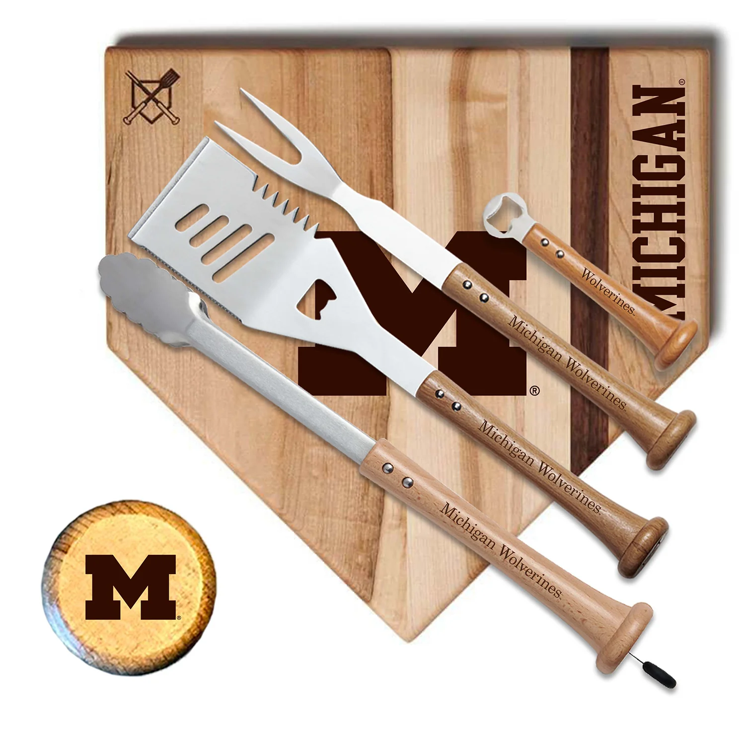 Michigan Wolverines 17" Grand Slam BBQ Set