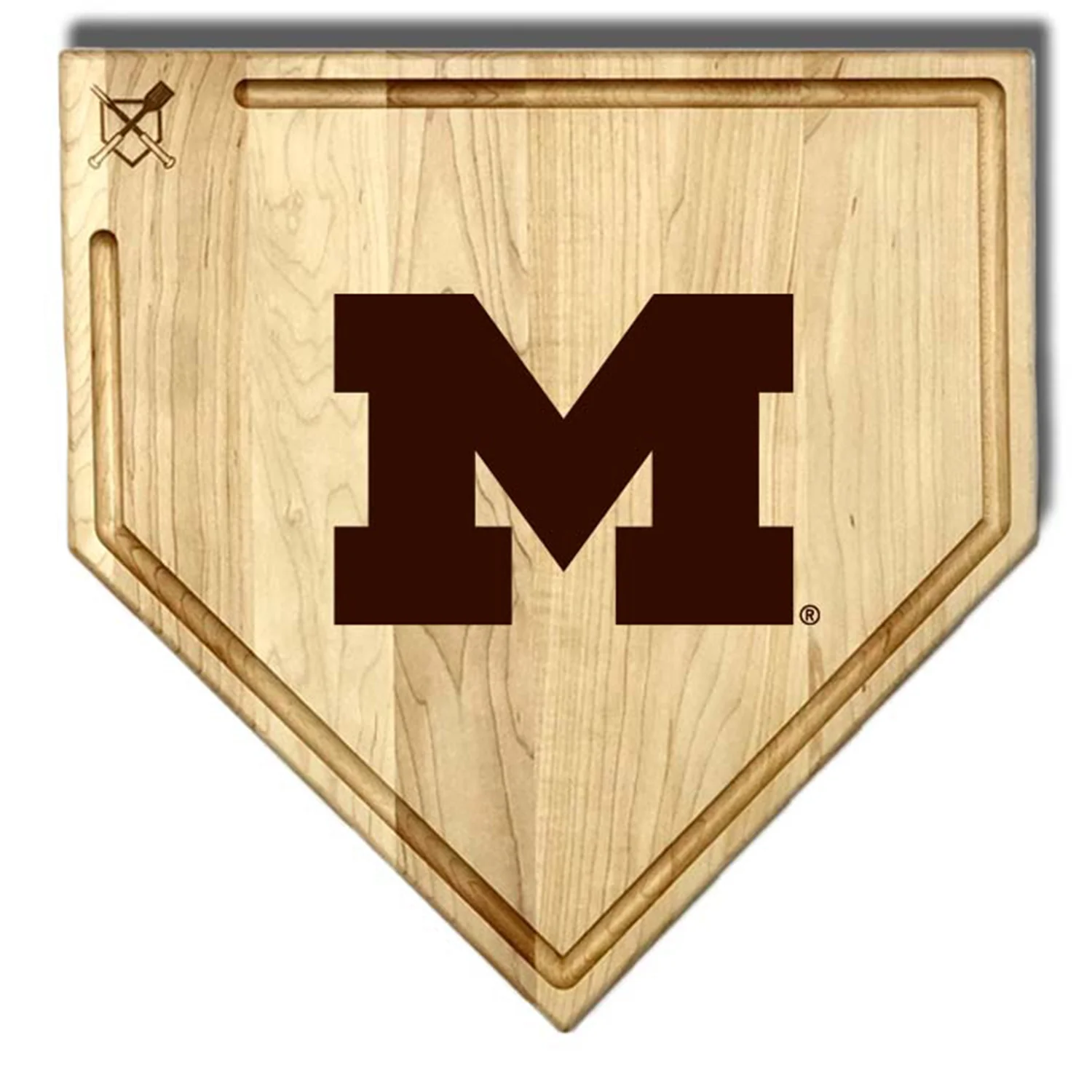 Michigan Wolverines 17" Home Plate Cutting Board with Trough