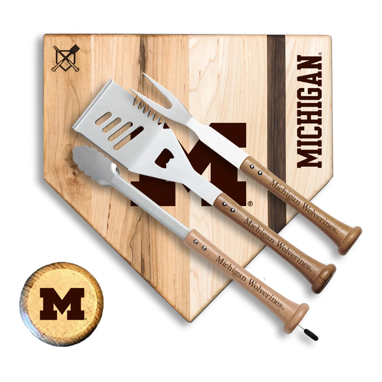 Michigan Wolverines 17" Silver Slugger BBQ Set