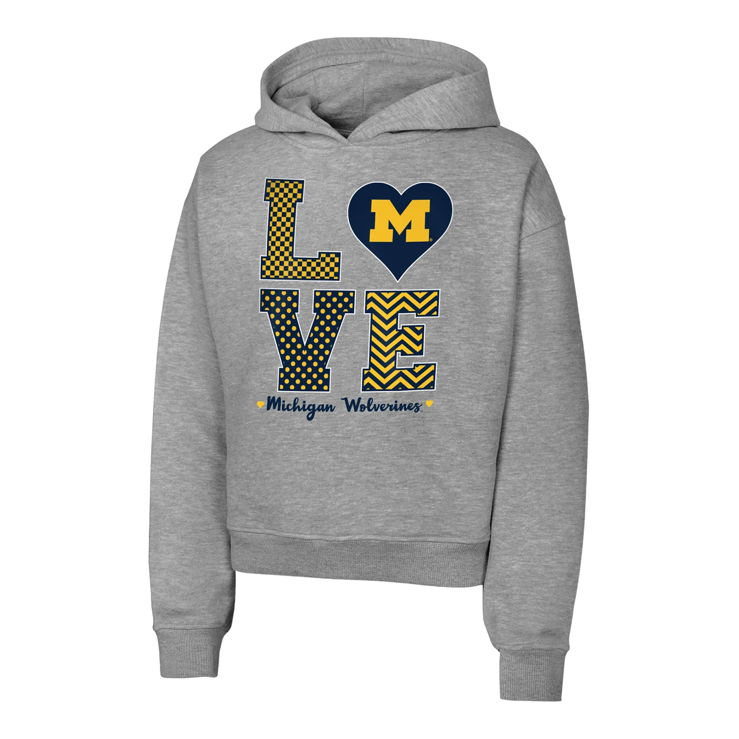 Michigan Wolverines Girls Love Heart Hoodie