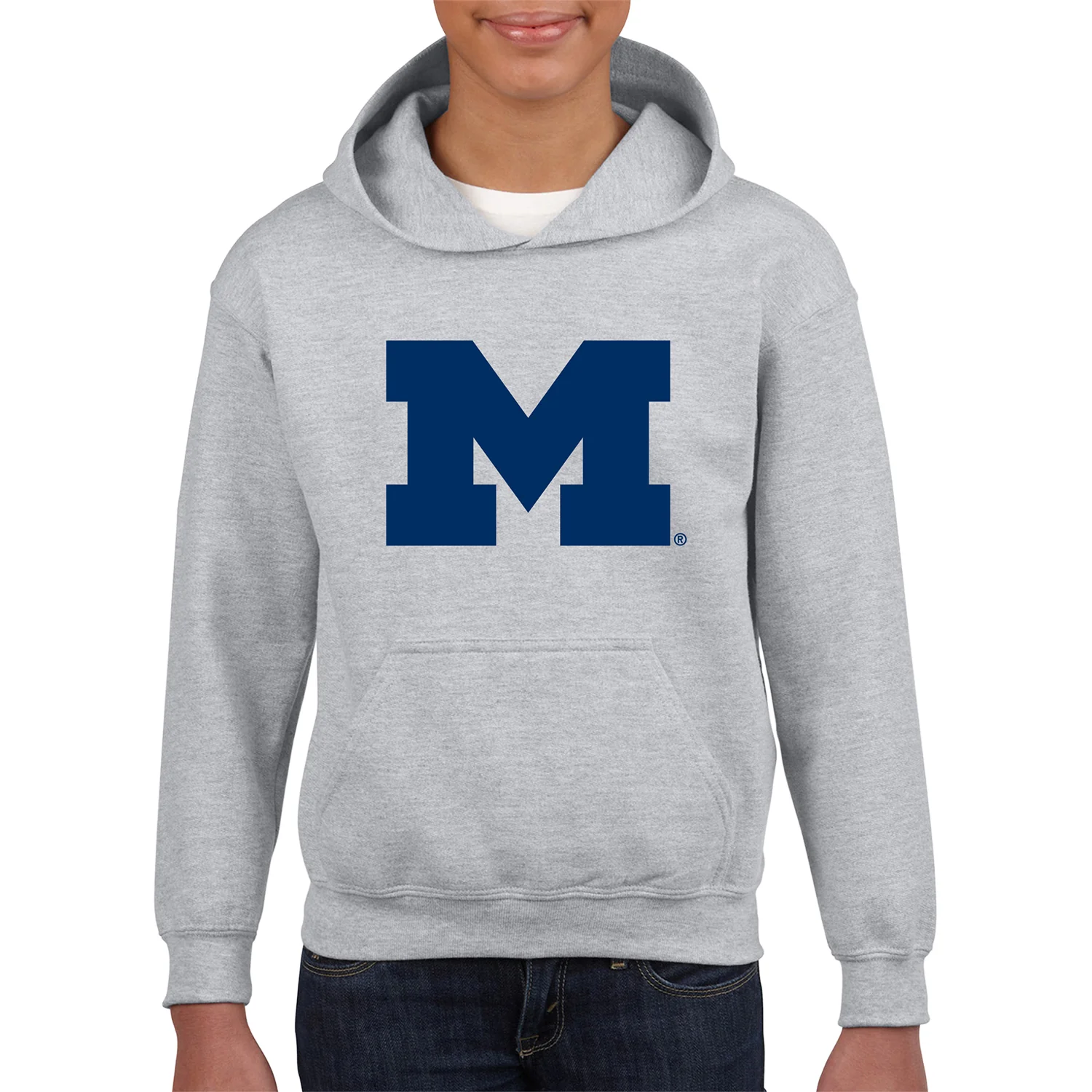Michigan Wolverines Youth Gray M Logo Hoodie