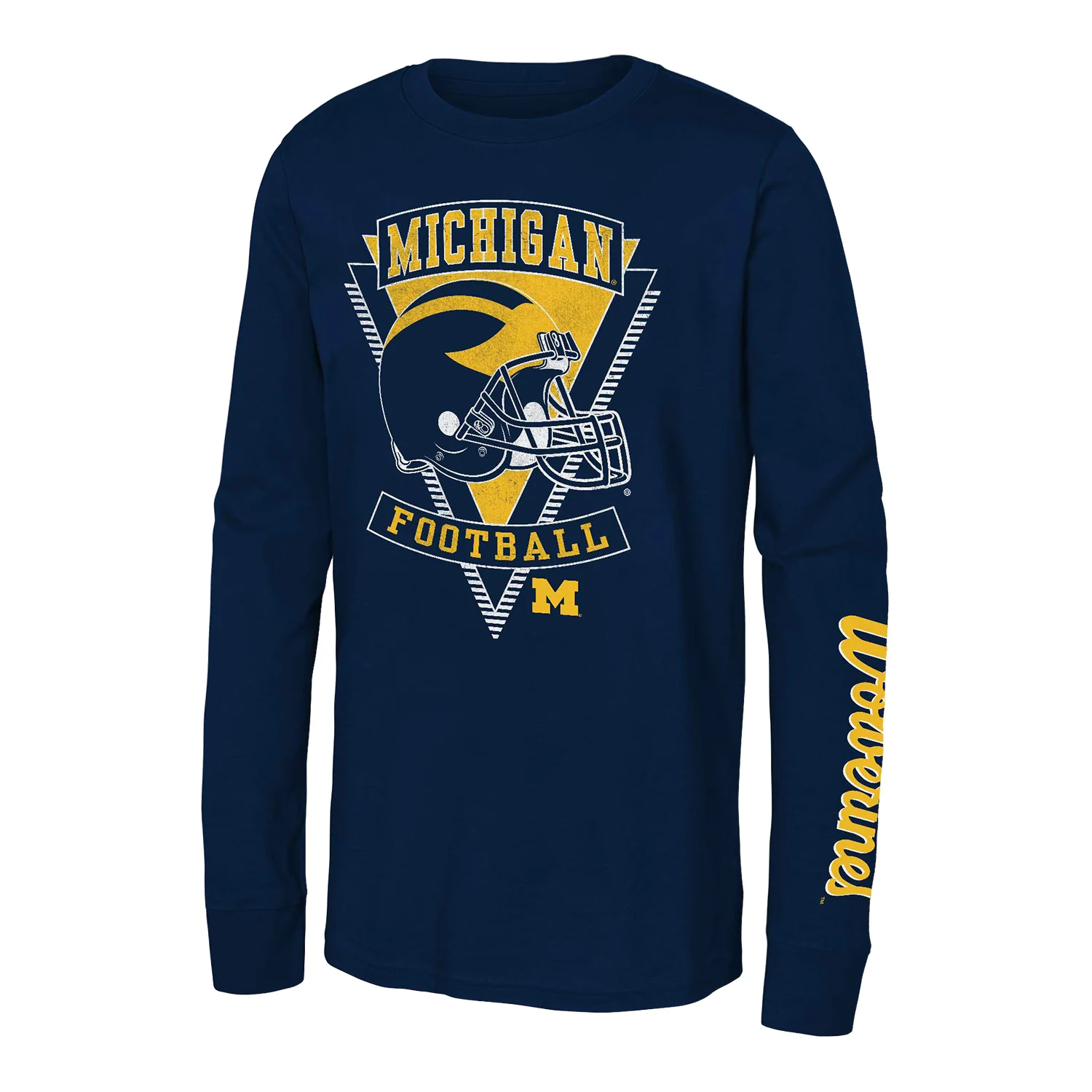 Michigan Wolverines Youth Blue Retro Graphic Long Sleeve T-Shirt