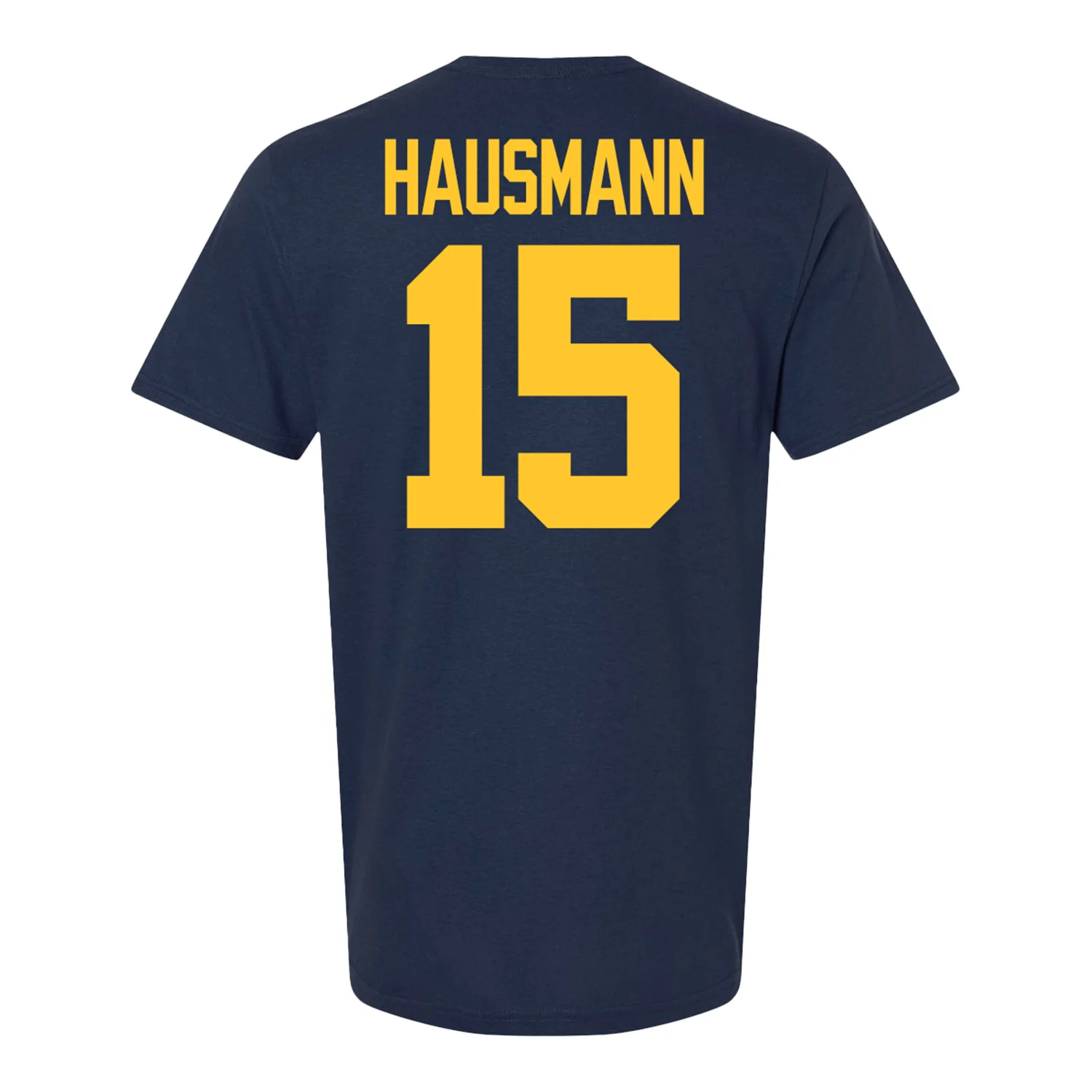 Michigan Wolverines #15 Ernest Hausmann Student Athlete Blue Football T-Shirt