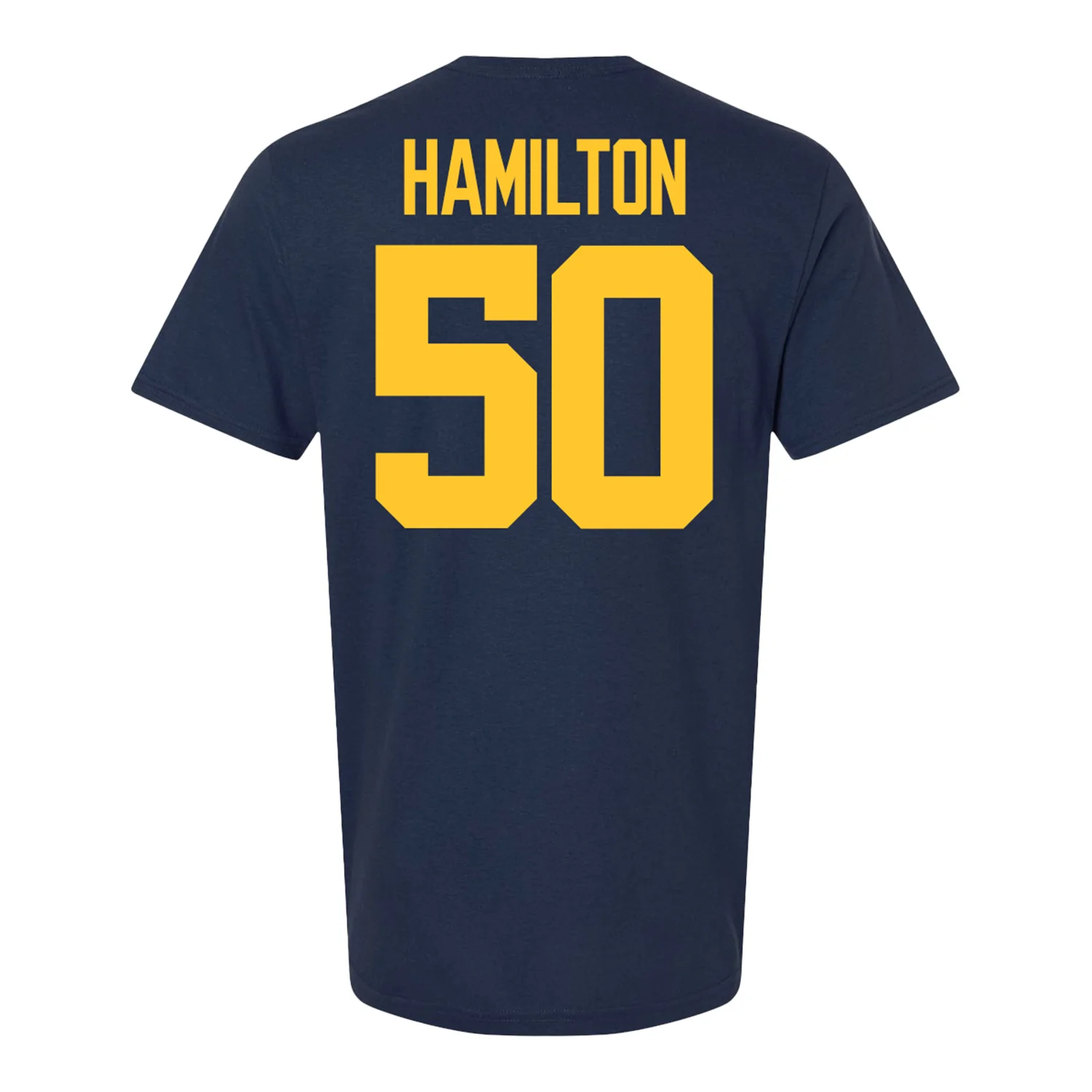 Michigan Wolverines #50 Luke Hamilton Student Athlete Blue Football T-Shirt