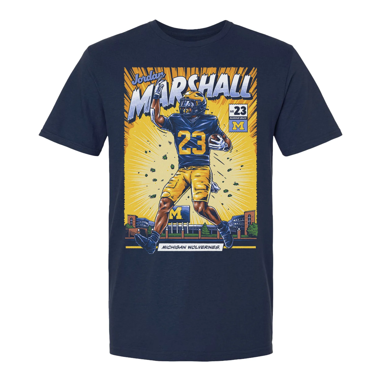 Michigan Wolverines #23 Jordan Marshall Student Athlete Comic T-Shirt