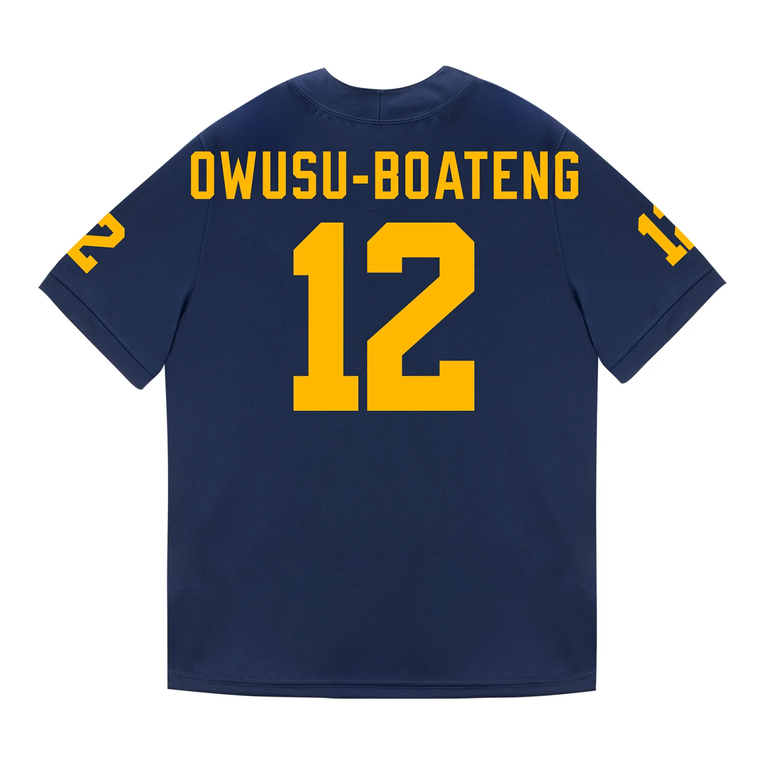 Michigan Wolverines #12 Nathaniel Owusu-Boateng Student Athlete Blue Football Jersey