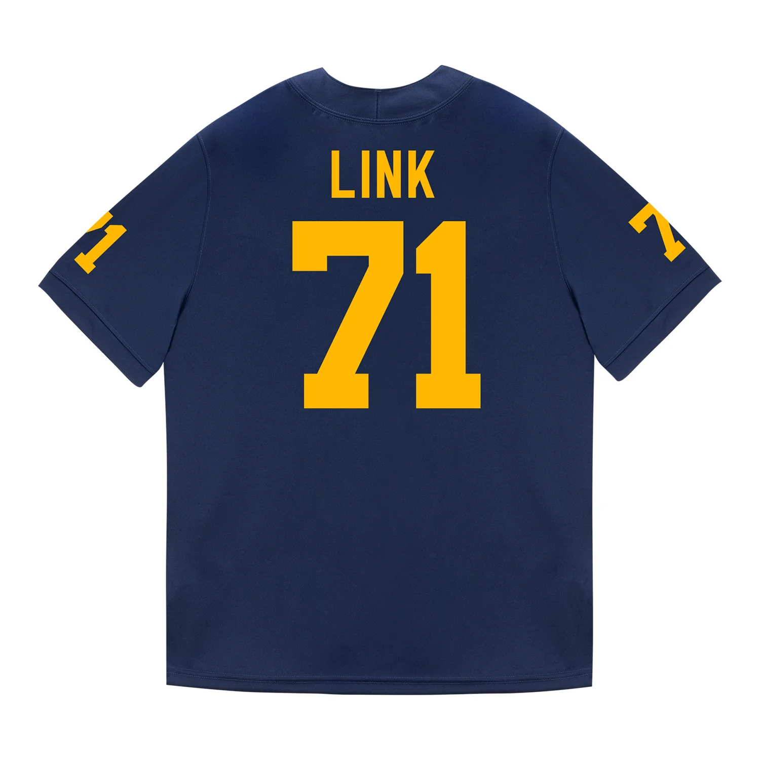Michigan Wolverines #71 Evan Link Student Athlete Blue Football Jersey