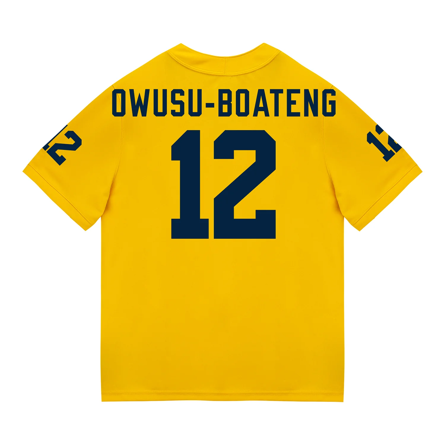 Michigan Wolverines #12 Nathaniel Owusu-Boateng Student Athlete Maize Football Jersey