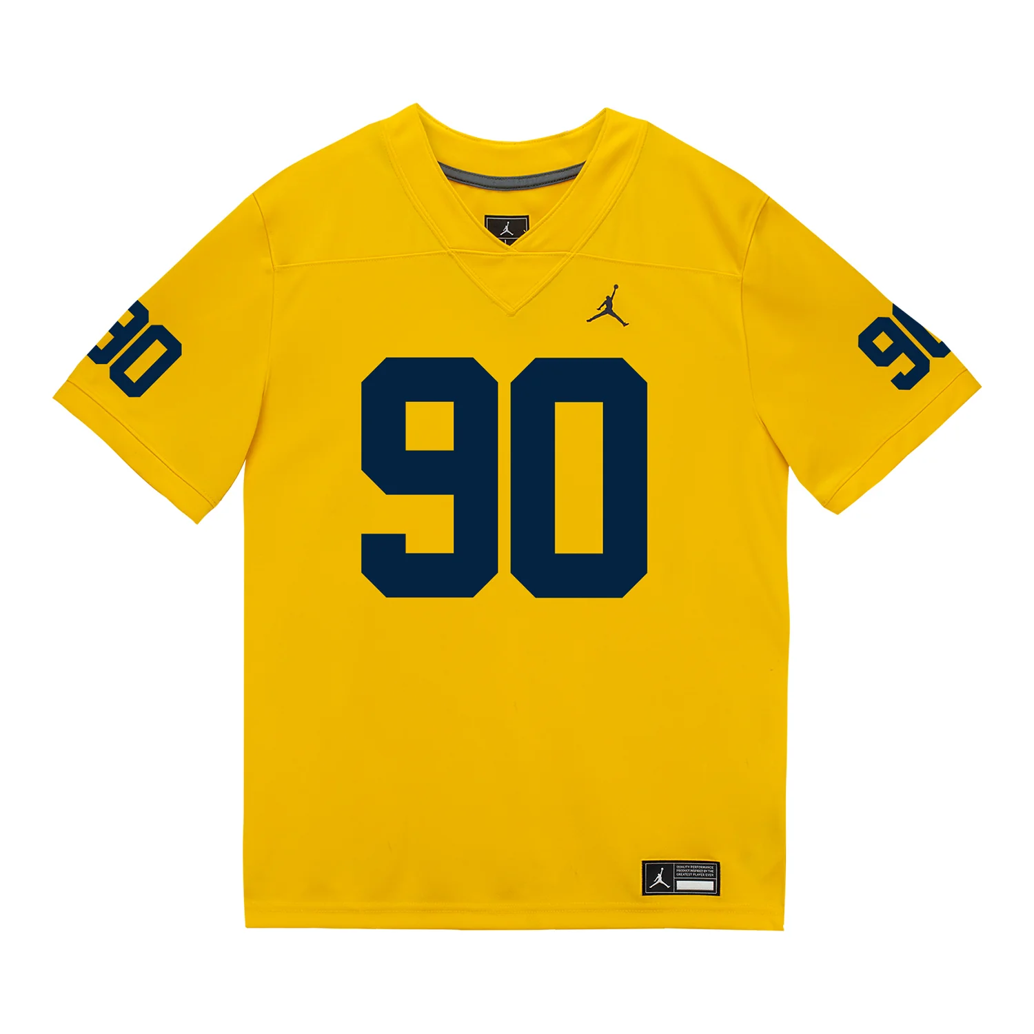 Michigan Wolverines #90 Hudson Hollenbeck Student Athlete Maize Football Jersey - Image 2