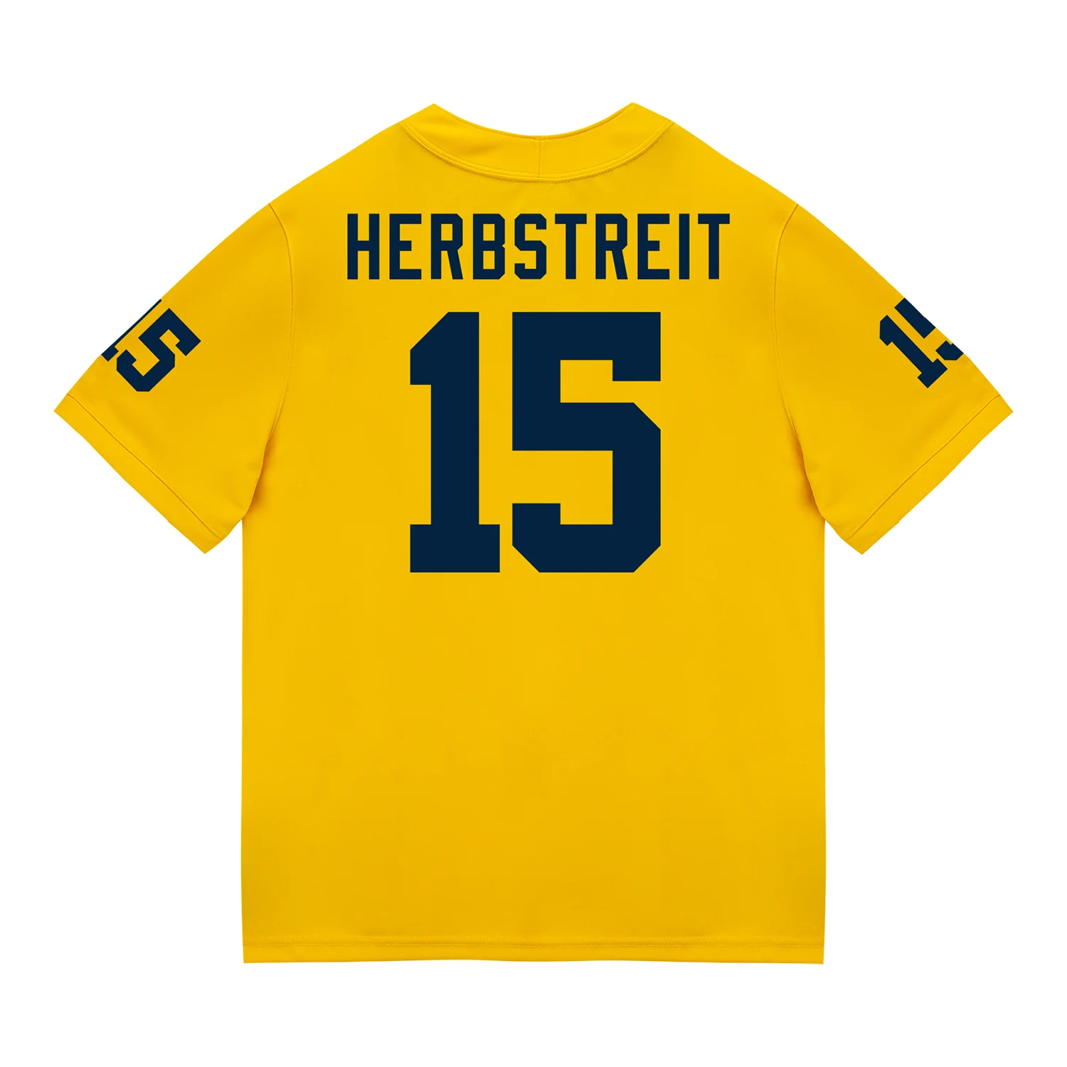 Michigan Wolverines #15 Chase Herbstriet Student Athlete Maize Football Jersey