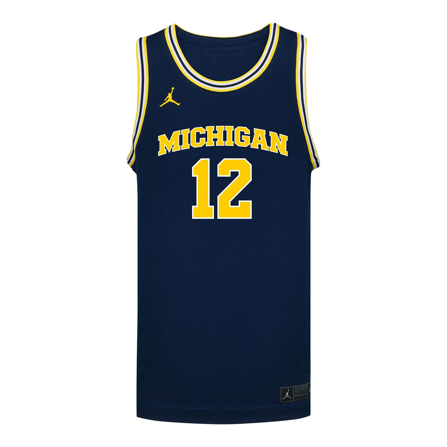Michigan Wolverines #12 Charlie May Student Athlete Blue Basketball Jersey - Image 2
