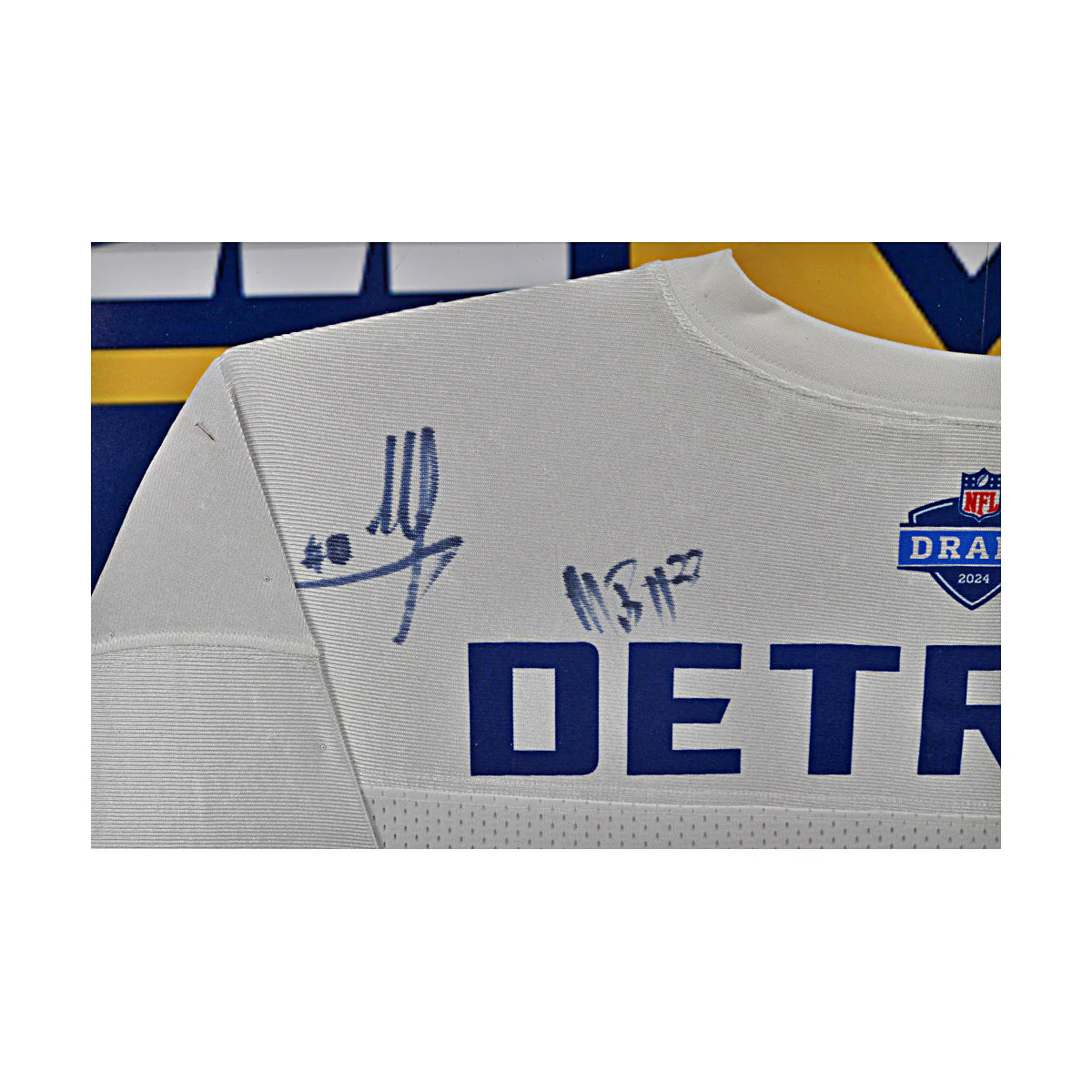 Mike Sainristril & Michael Barrett Michigan Wolverines Dual Autographed Signed 2024 Draft Day Framed Jersey Collage - Image 2