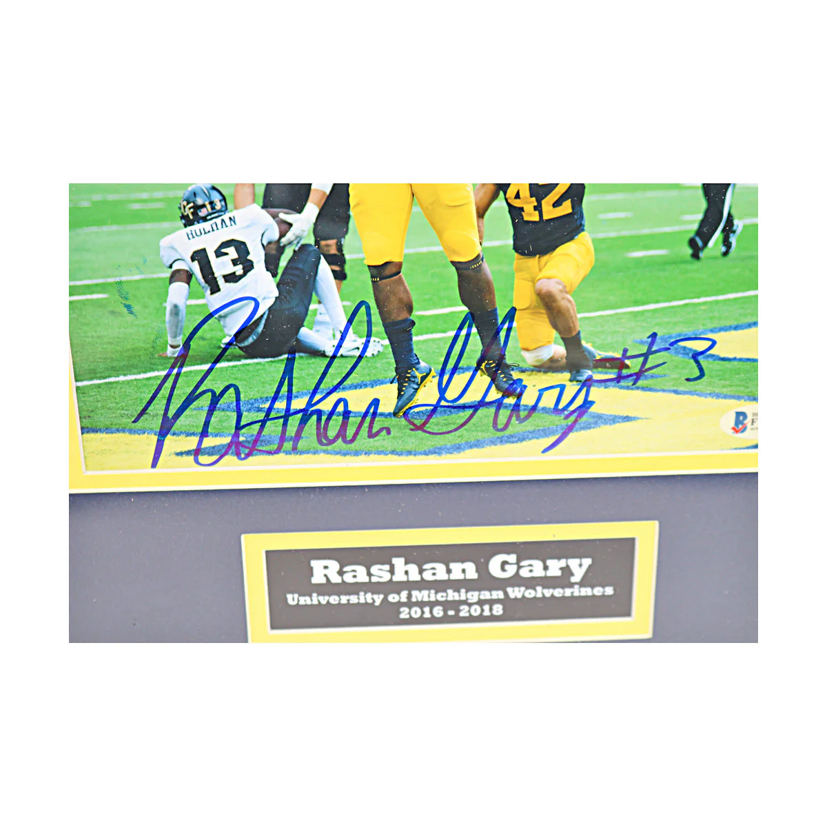 Rashan Gary Signed Michigan Wolverines 8x10 vs UCF Framed Photo (Beckett COA) - Image 2