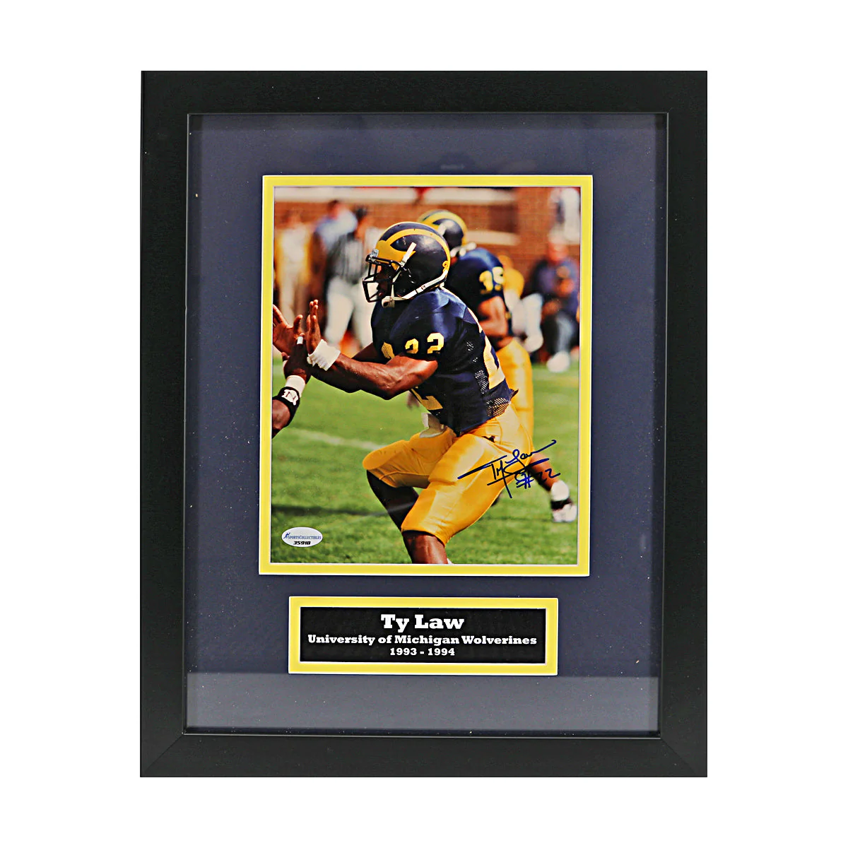 Ty Law Signed Michigan Wolverines 8x10 Framed Photo (SC COA)